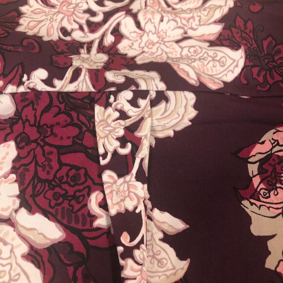 Fairy Grunge Floral AOP Top Blouse Women Burgundy 2XL Frayed Sleeves Boho Grunge - Picture 2 of 13